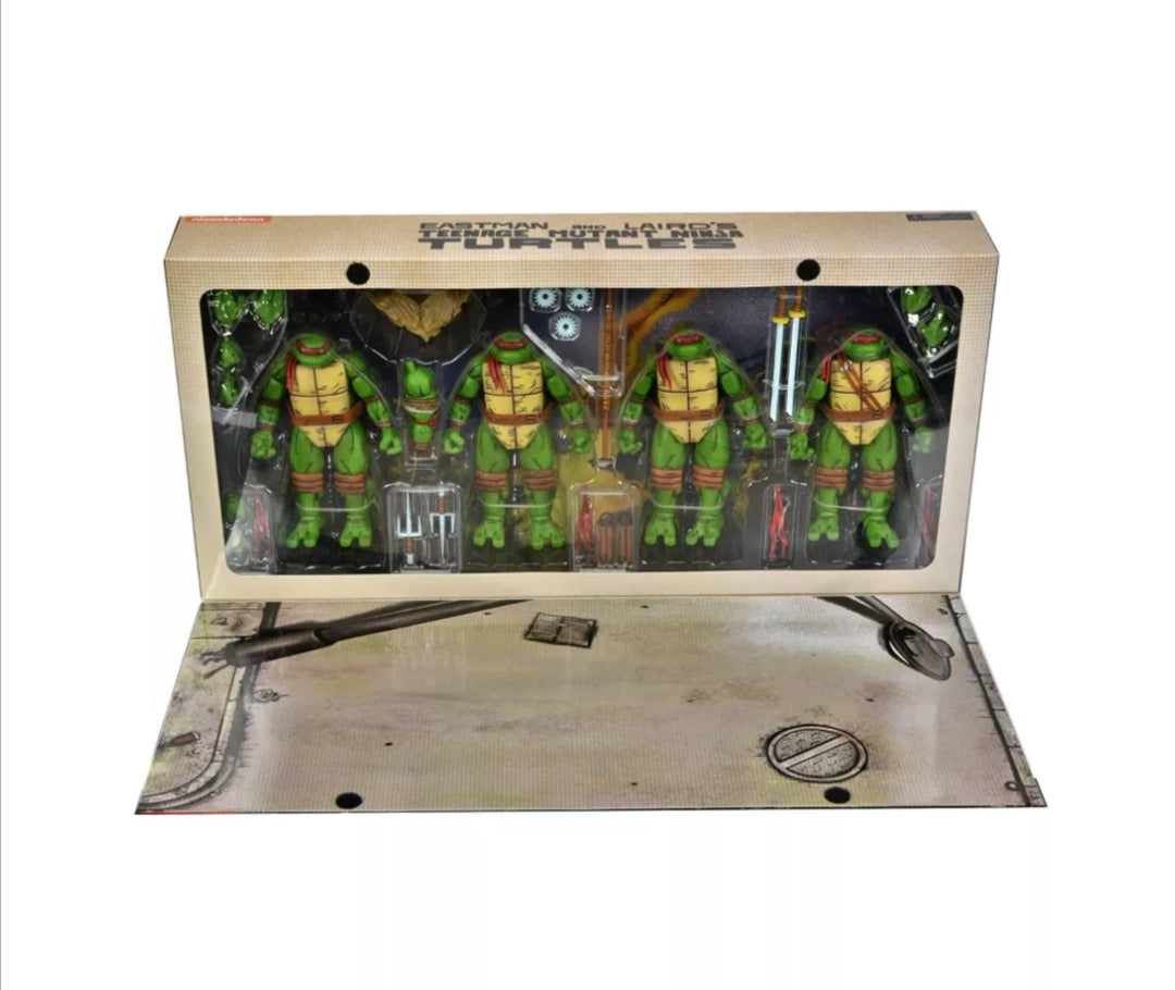 Pre-order December 2023 NECA TMNT (MIRAGE COMICS) Leonardo, Raphael, Michaelangelo, & Donatello (4-PACK) 7” Action Figure