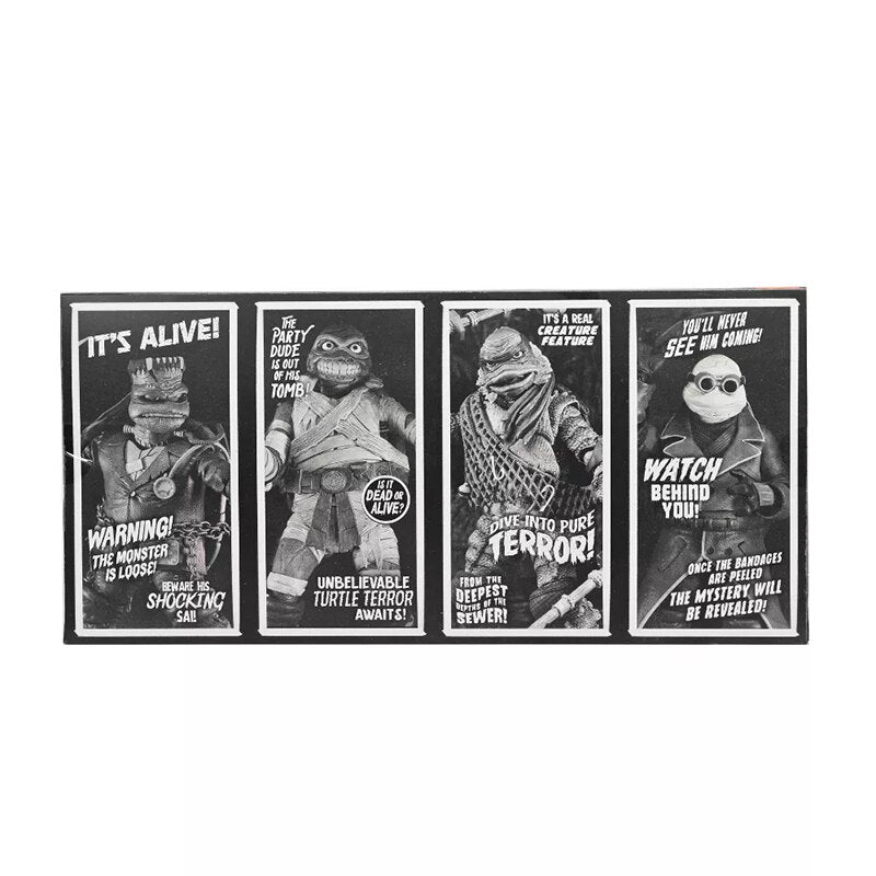 Pre-order December 2024/Jan 2025 NECA Universal Monsters Teenage Mutant Ninja Turtles Black & White 7" Action Figures 4-Pack