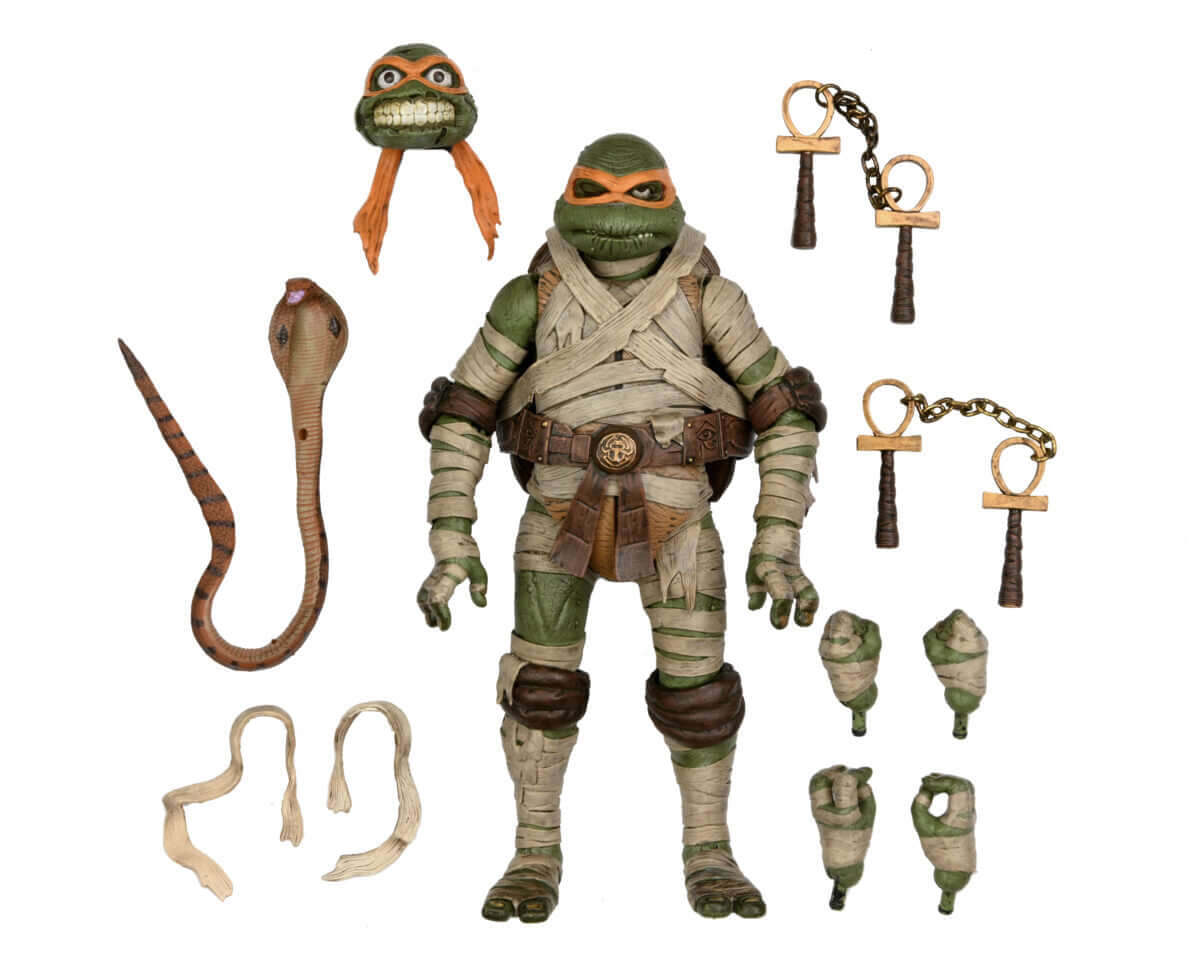 NECA Universal Monsters X Teenage Mutant Ninja Turtles Ultimate TMNT Michelangelo as The Mummy 7" Scale Figure