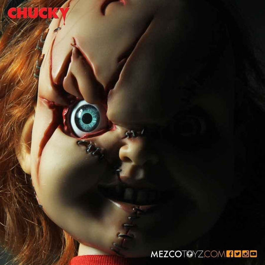 Child's Play Scarred Chucky Mezco Designer Series (Mega Scale) 15 inch with Sound